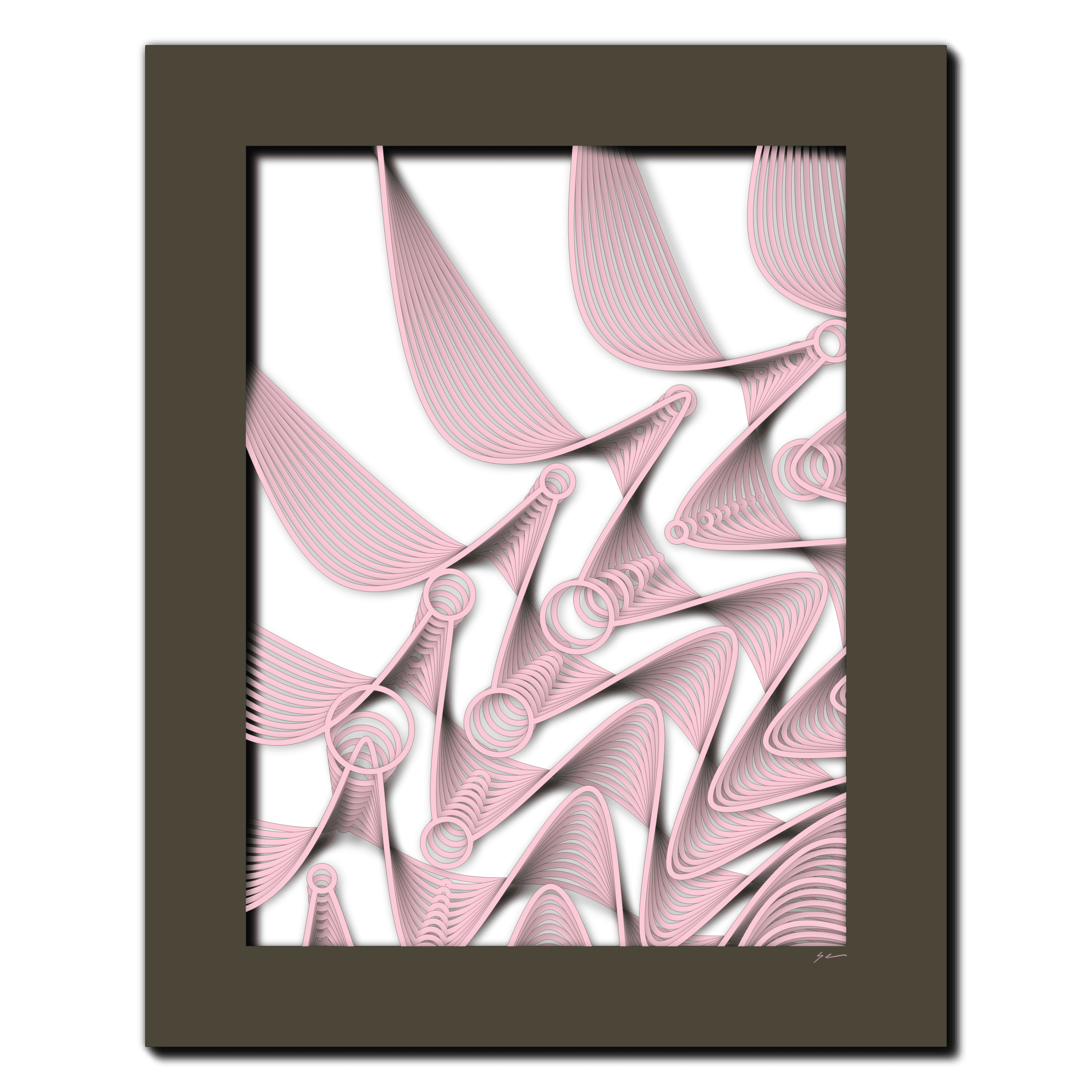 Echoing Petal Currents, laser-cut layered paper wall sculpture by Shawn Kemp, 16x20 in