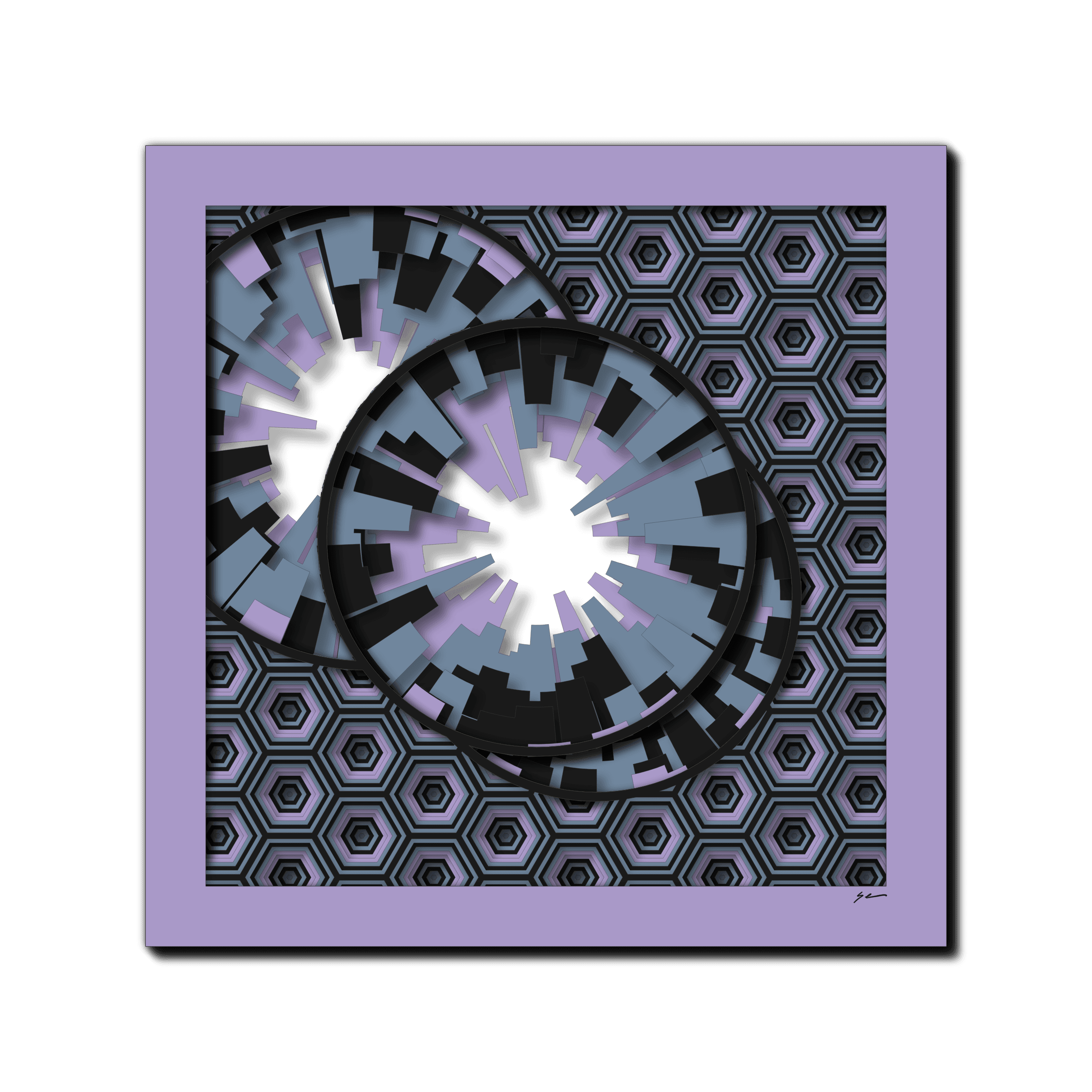 Interstellar Burst, laser-cut layered paper wall sculpture by Shawn Kemp, 16x16 in