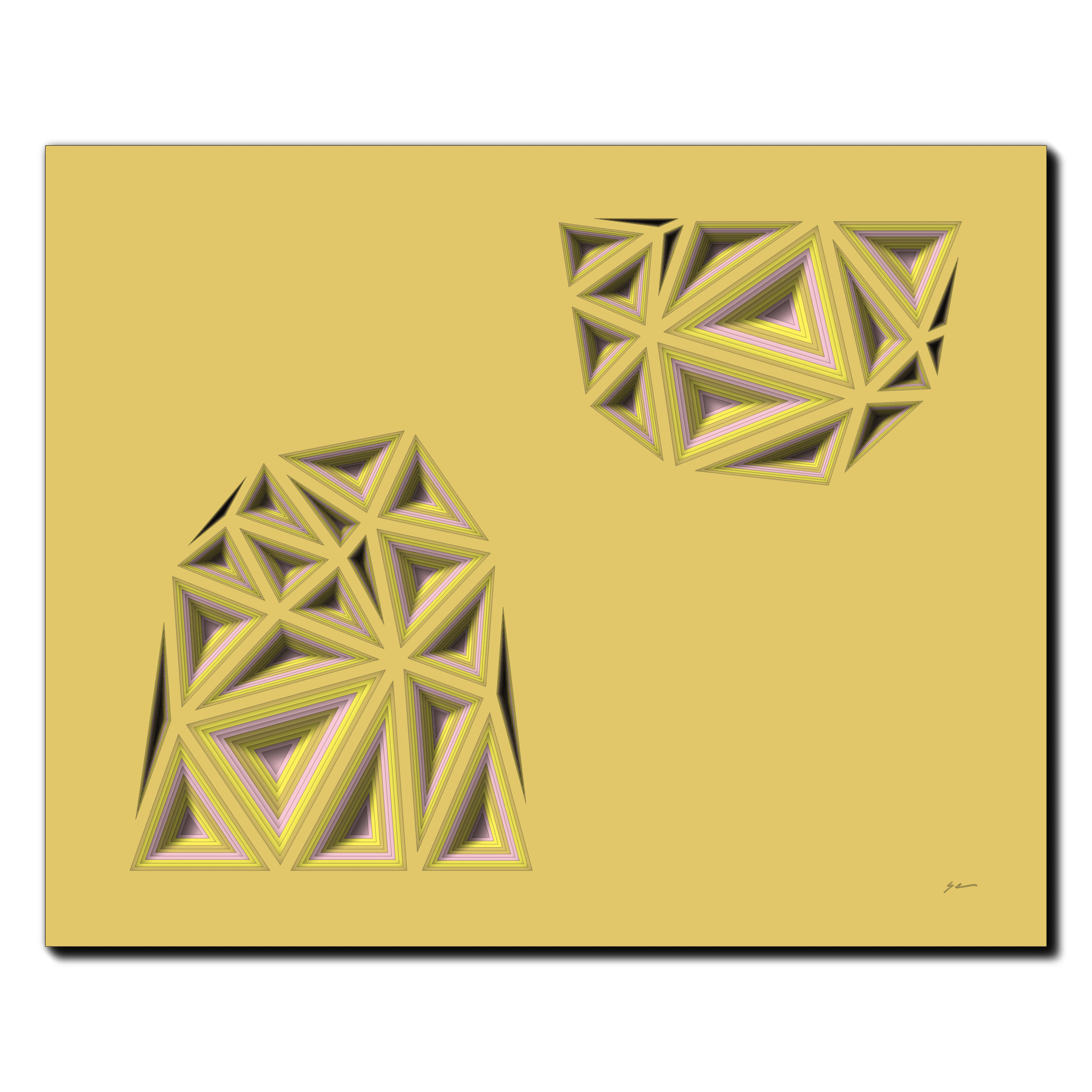 Buttercup Fractured Ascent, laser-cut layered paper wall sculpture by Shawn Kemp, 20x16 in