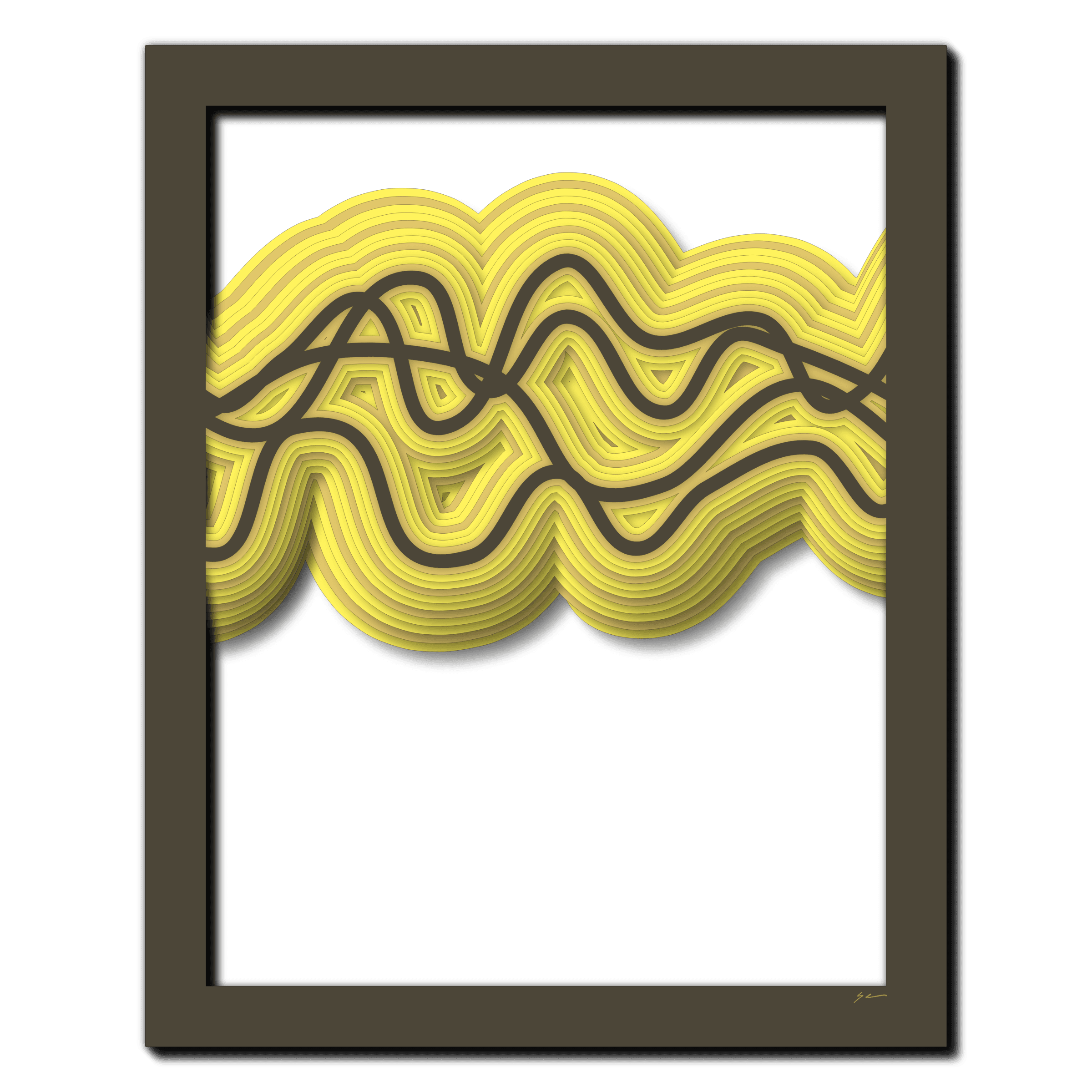 Buttercup Reverberation, laser-cut layered paper wall sculpture by Shawn Kemp, 16x20 in
