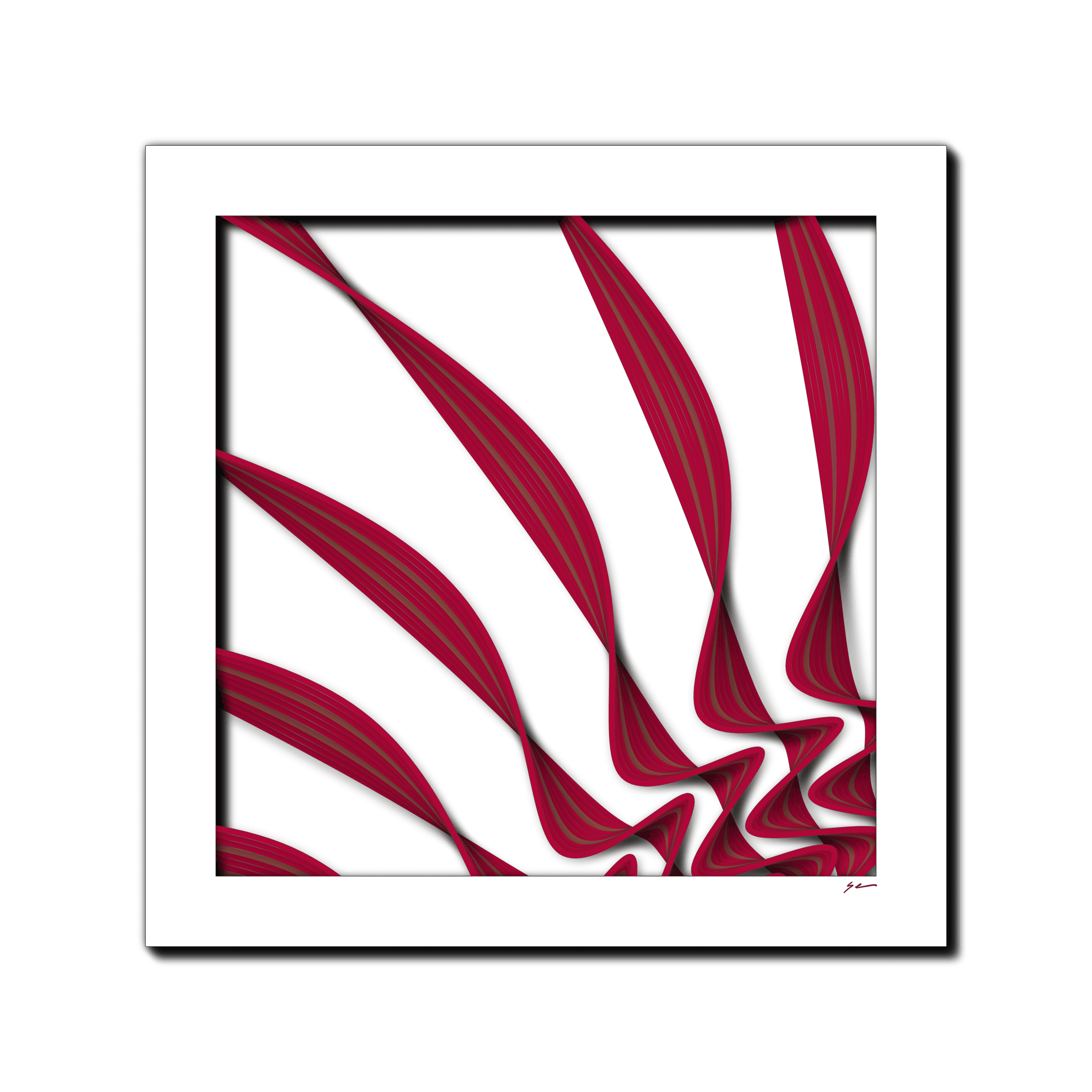 Cardinal Echo Waves, laser-cut layered paper wall sculpture by Shawn Kemp, 16x16 in