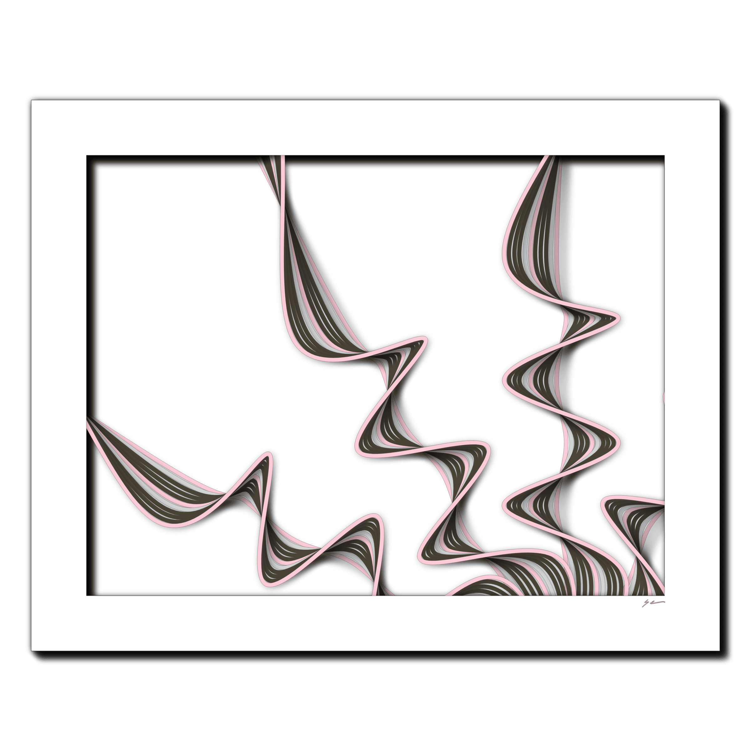 Serpentine Echoes, laser-cut layered paper wall sculpture by Shawn Kemp, 20x16 in