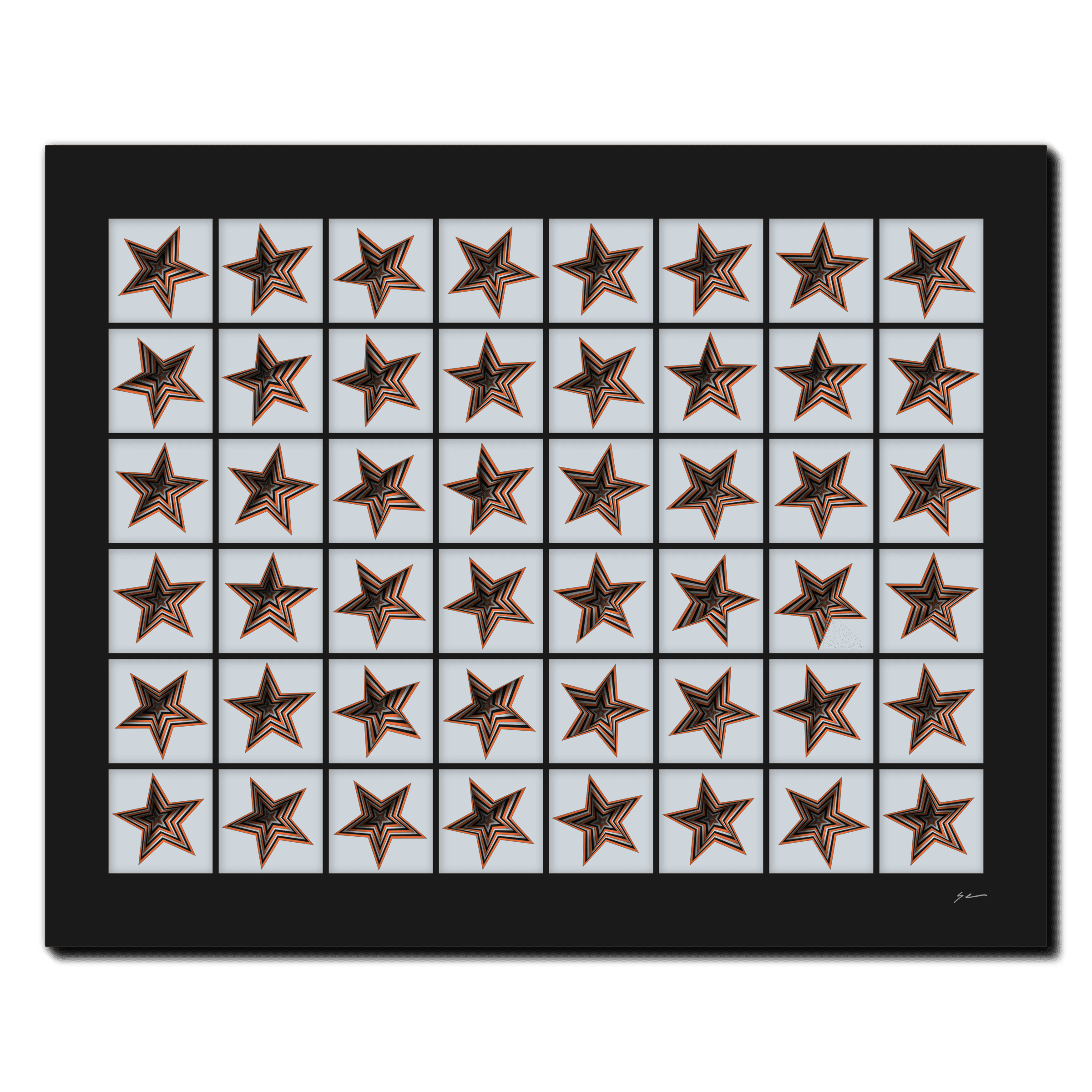 Starburst Mosaic, laser-cut layered paper wall sculpture by Shawn Kemp, 20x16 in