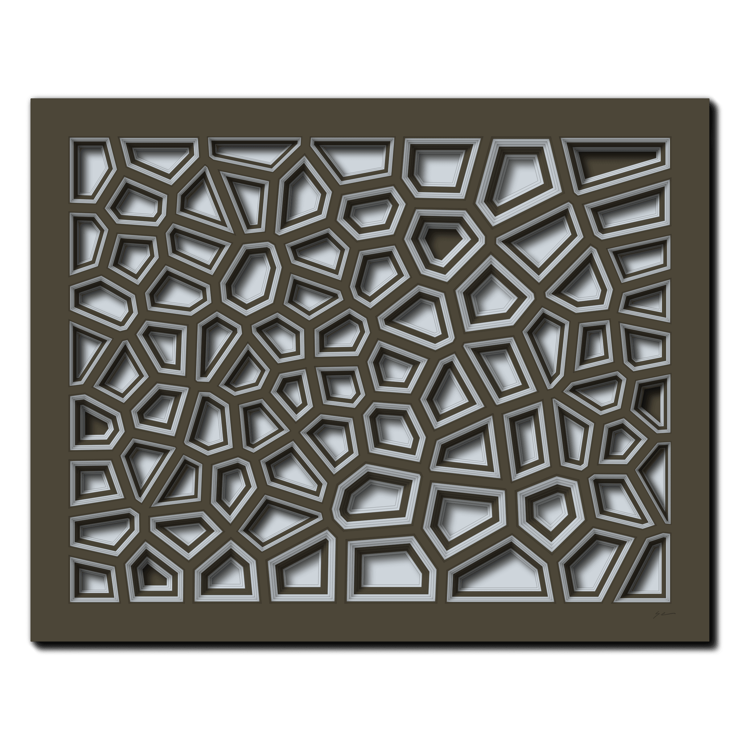 Mosaic of Mirth, laser-cut layered paper wall sculpture by Shawn Kemp, 20x16 in