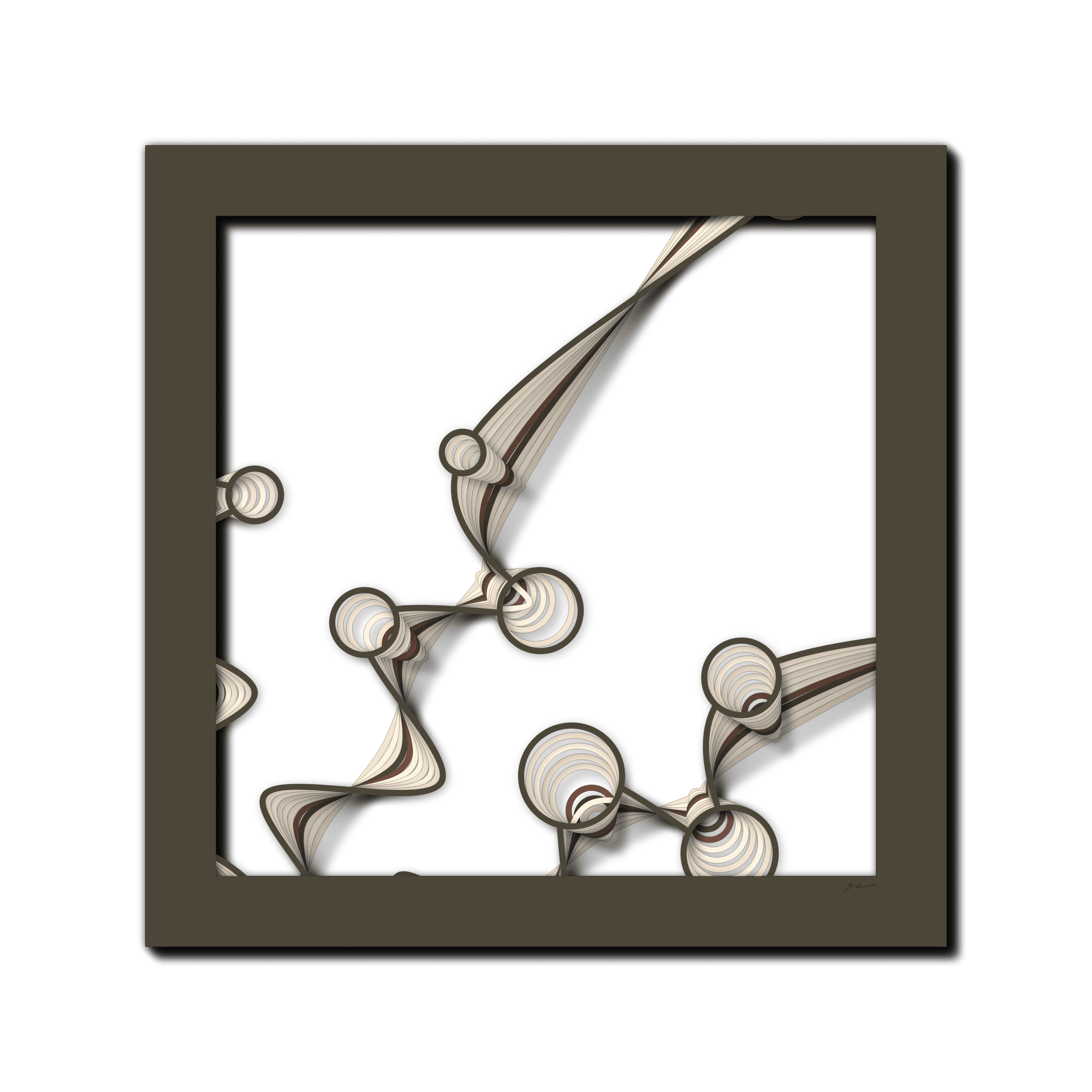Mocha Constellations, laser-cut layered paper wall sculpture by Shawn Kemp, 16x16 in