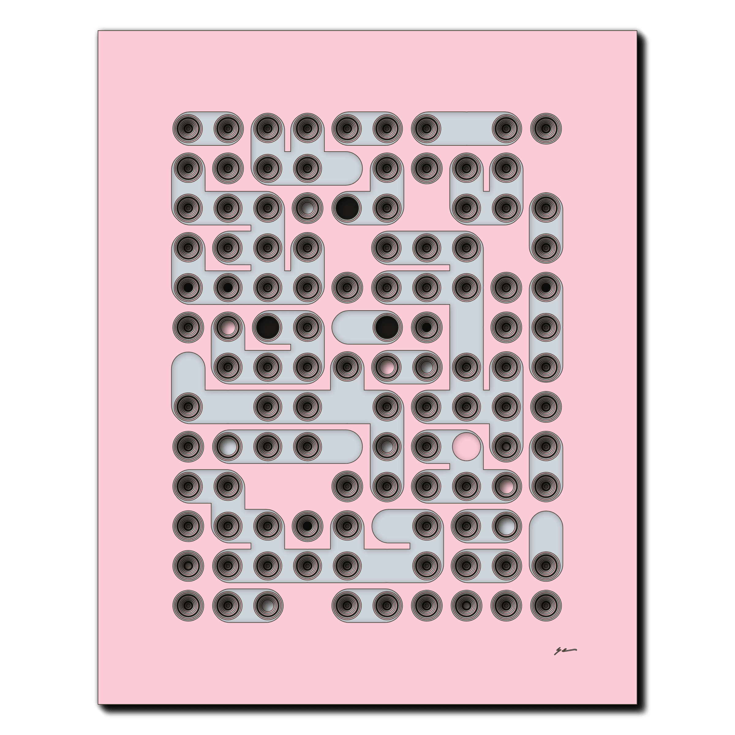 Hollyhock Circuitry #13, laser-cut layered paper wall sculpture by Shawn Kemp, 16x20 in
