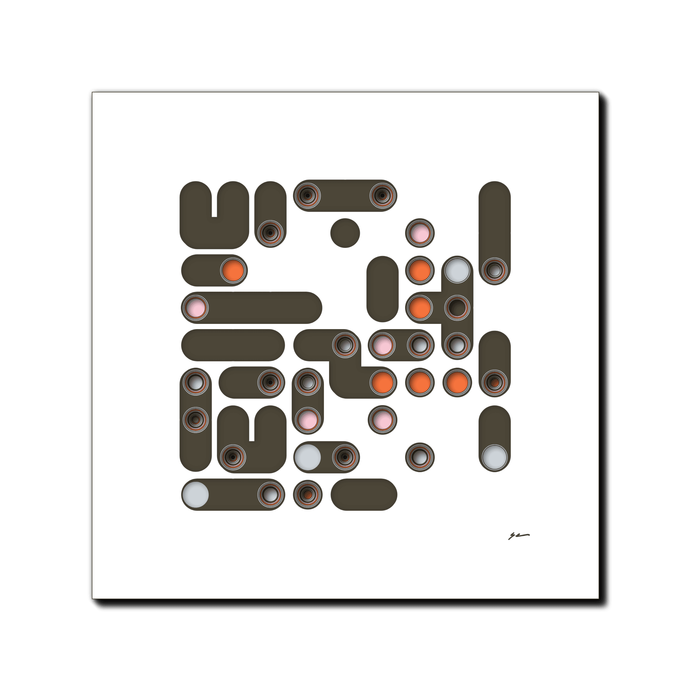 Circuitry of Whimsy, laser-cut layered paper wall sculpture by Shawn Kemp, 16x16 in