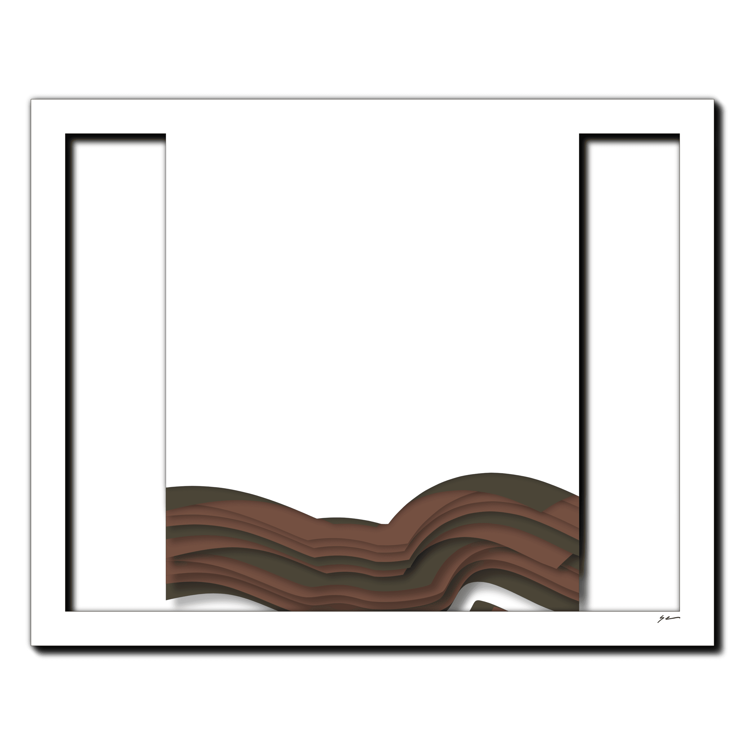 Mocha Valley Tides, laser-cut layered paper wall sculpture by Shawn Kemp, 20x16 in
